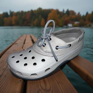 Crocs Islander Men 6 Women’s 8 Pit Crew Sport Leather Croslite Boat Shoes Clog